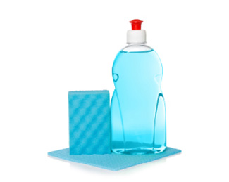dishwashing liquid and a sponge